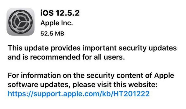库尔勒苹果手机维修分享iOS12.5.2发布，建议所有老苹果用户安装 